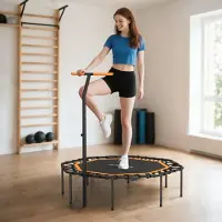 HAUSS SPOLE Fitnesstrampoline - Verstelbare Handgreep - 128 x 120 x 98-126 cm - Kunststof - Zwart - Opvouwbaar Voor Binnen