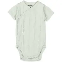Lodger Romper met korte mouwen - Pointelle - Bruin - Maat 56 - bio katoen - Overslag romper