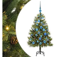 vidaXL Kunstmatige Scharnierende Kerstboom met Kegels Groen 120 cm
