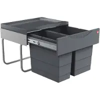 Hailo Tandem S afvalsysteem AE364490 vanaf kastbreedte 50cm donker grijs 30 liter (12 + 18)