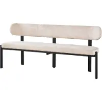 Lizzely Garden & Living Eetkamerbank Japandi 160cm beige Naomi zwart eetbank Japanse stijl