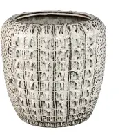 Ptmd Crocco Cream Ceramic Round Pot Croco Pattern L