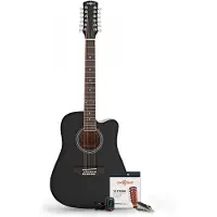 Gear4Music Dreadnought 12 String Acoustic Guitar & Accessory Pack by Black