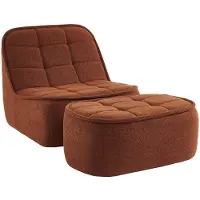 Sweeek Fauteuil bouclé stof 1 zitplaats + voetenbank Terracotta