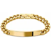 Frank 1967 7FB-0571 Stalen Plaatarmband - Heren - Armband - Gourmette - 9 mm Breed - 21 cm - Staal - Goudkleurig