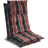 Beautissu Tuinkussen Hoge Rug Zitkussen 120x50cm HighLux HL – Set van 2 Stoelkussens voor Tuinstoelen 7cm dik Grijs-Oranje-Wit Geruit – Made in EU