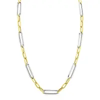 Zinzi zilveren bicolor schakelketting 45cm met ovale schakels 7mm breed ZIC2752