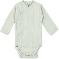 Lodger Romper met lange mouwen - Pointelle - Groen - Maat 68 - bio katoen - Overslag romper