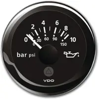 VDO 10-184 Ohm Oil Manometer 0-10bar Zilver 52 mm