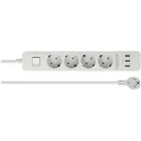 DeLOCK Extension Socket 4-way with Surge Protection and USB charger white
