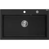 Mexen Elix granieten gootsteen 1-comparteer 800 x 500 , zwart, sifon chroom - 6527801005-77
