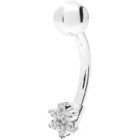 Lucardi - Dames Stalen navelpiercing met zirkonia - Piercing - Staal - Zilverkleurig