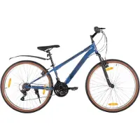 Happiq Mountainbike – Voor heren en dames – Hardtail, 21 versnellingen, V-brake – 66 cm wielen, blauw, frame van hoogwaardig staal