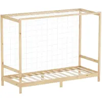 ML-Design Kinderbed voetbaldoel 90x200 cm naturel eenpersoonsbed voor kinderen houten bed met lattenbodem & doelnet handbaldoel