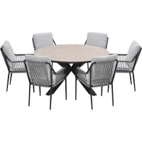 Garden Impressions Stevie tuinset 7-delig taupe - Tulli tuintafel Ø148x75 cm light teak vironwood