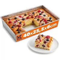 Kadax Rechthoekige bakvorm in 3 maten, met hoge metalen randen voor cake, toast, cheesecake, brownie, onderhoudsvriendelijk, warmteverdeling (40 x 25,5 cm, zilver)