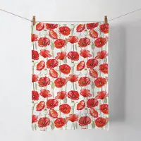 Ambiente Kitchen towel Poppy all over white – 50x70 cm – 100% katoen – set van 2 – klaprozen design