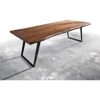 DELIFE Eettafel Edge 260x100 XL acacia bruin metaal schuin Live-Edge