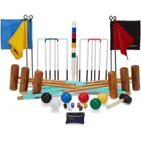 Ubergames Professionele Croquet set, 6 persoons, 11mm stalen poorten, kunststof