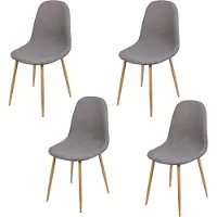 Urban Living SET VAN 4 "OSLO" STOELEN IN DONKERGRIJS STOF MET METALEN POTEN IN HOUTLOOK