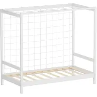ML-Design Kinderbed Voetbaldoel 80x160 cm Wit Eenpersoonsbed voor kinderen Houten bed met lattenbodem & net Handbaldoel ML design