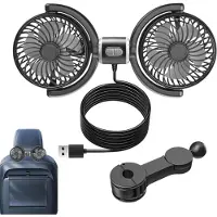 VHV - Autoventilator - usb autoventilator achterbank - USB oplaadbaar, met digitaal display - voor auto, achterbank, camper
