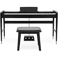 Gear4Music Keynote Contemporary Digital Piano with Bluetooth Stool Pack Matte Black