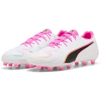 Puma King 20 Match Gras / Kunstgras Voetbalschoenen (MG) Wit Felroze Blauw Geel