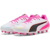 Puma KING 20 PRO FG/AG uniseks voetbalschoenen, Roze/Wit, Maat 40,5