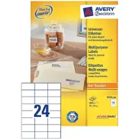 Avery witte etiketten QuickPeel formaat 70 x 37 mm (b x h) 4.800 stuks 24 per blad doos van 200 blad