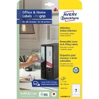 Avery Afneembare ordnerrugetiketten, 10 vel 192 x 38 mm, wit, Inkjetprinter, Laserprinter, Kleurenlaser printer, afneembaar L476 - 2 stuks