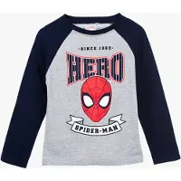 Marvel Spiderman T-Shirt - Navy/Grijs - Lange Mouw - Katoen - Maat 98 - 3 Jaar