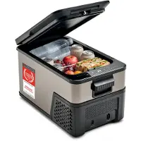 TZS First Austria Compressor Koelbox - 21L - Koelt tot -20°C - AC/DC 12V 24V 230V - Anti-Vingerafdruk Dark Steel - 3-Traps Accubeveiliging