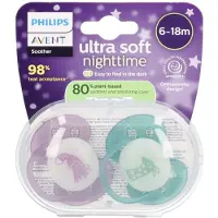 Philips Ultra Soft Nighttime - 6 tot 18 maanden - Glow-in-the-dark fopspeen - SCF094/04