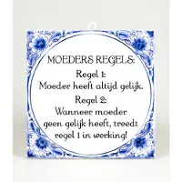 Paper Dreams Tegel - Moeders Regels Blauw blauw Aardewerk Spreuktegel