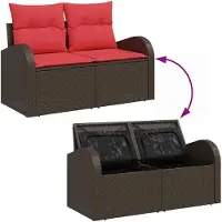 vidaXL Tuinbank Set 11 st Bruin en Rood poly rattan