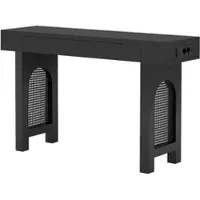 STILVORA Consoletafel 120 Cm – Smalle Haltafel Met 2 Lades & Ingebouwde Stopcontacten – Oplaadpunt Met Usb En Type C – Voor Hal Woonkamer – Mdf – Zwart