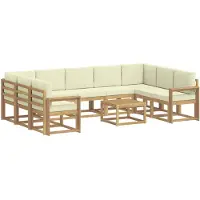 vidaXL Buiten bank set 10 st Wit en crèmekleurig Polyester