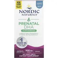 Nordic Naturals Vegan Prenatal DHA | 60 Softgels | Omega-3 vetzuren uit algen voor tijdens en na de zwangerschap (60 Softgels)