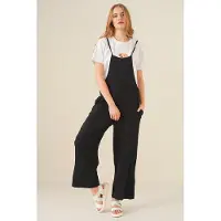 Big Dart Ontspannen Fit Brede Pantalon Jumpsuit met Vierkante Kraag