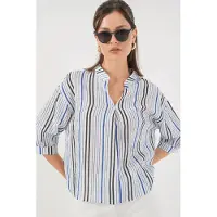 Big Dart Gestreepte V-hals Blouse