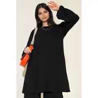 Big Dart Textured Lange Mouwen Tuniek en Brede Pantalon Set