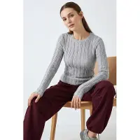 Big Dart Geribbelde Crew Neck Langsleeve Blouse