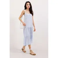 Big Dart Loose Fit Midi-jurk met Vierkante Kraag