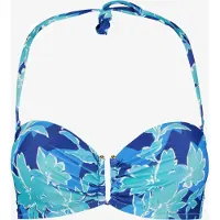 Osaga dames bikinitop met bloemenprint blauw maat L