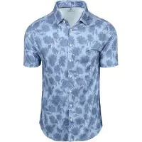 Desoto Short Sleeve Overhemd Print Bleached Denim | Blauw | Maat 3XL