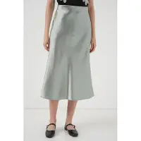 Big Dart Satijnen A-Lijn Midi Rok met Elastische Taille