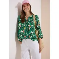 Cecil Dames Tuniek met 3/4 mouwen, gespleten hals en print - Groen - L