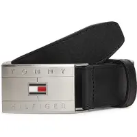 Tommy Hilfiger Riem 'Flag Plaque' zwart / zilver