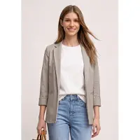 Street One Dames Blazer in een lang en open model in Beige, in size: 38